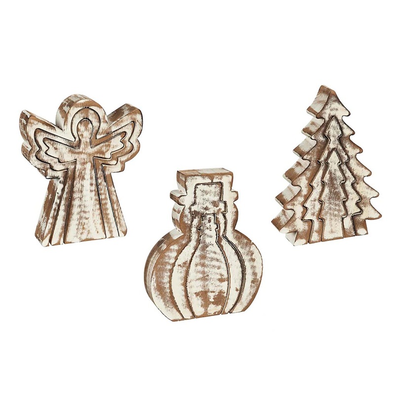 Set of 3 Nested Wooden Holiday Figures 8TAW287