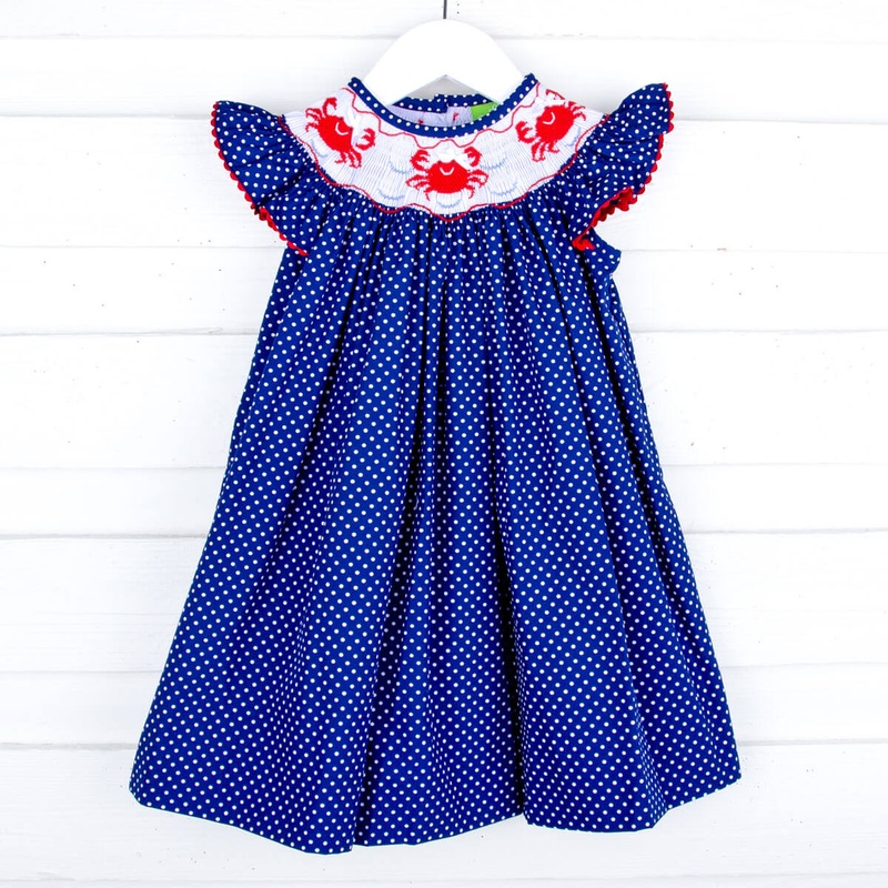 Silly Crab Royal Blue Smocked Angel Sleeve Dress