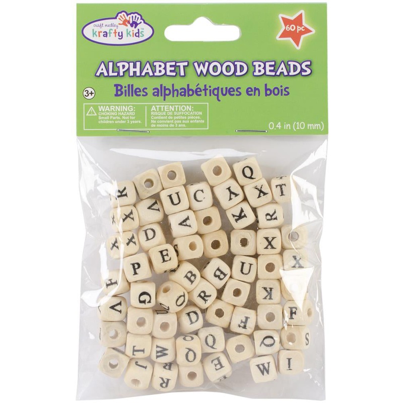 Wooden Alphabet Beads 8mm BD301-A