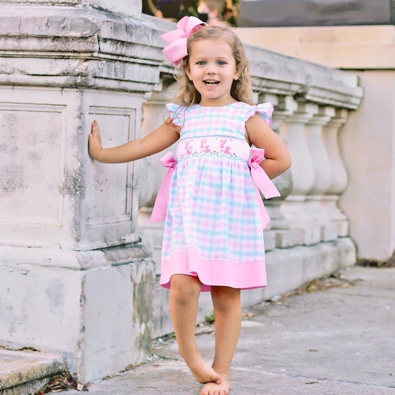 Bunny Silhouette Smocked Beverly Dress Plaid