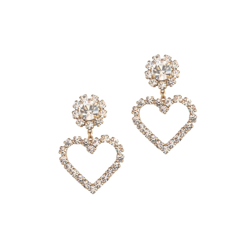 Cupid Heart Earrings in Crystal