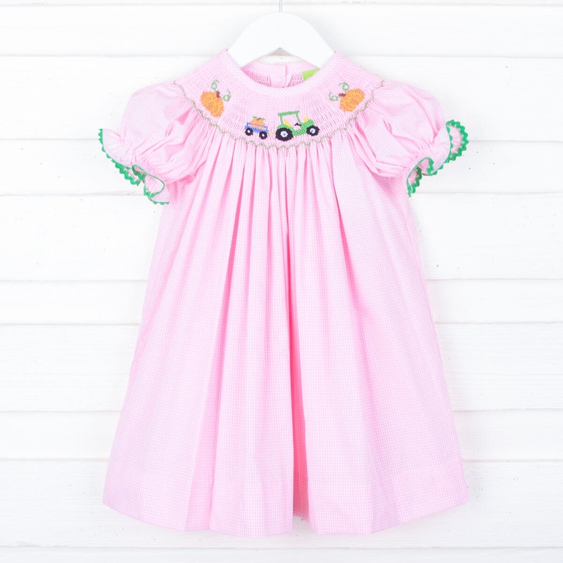 Harvest Truck Smocked Bishop Dress