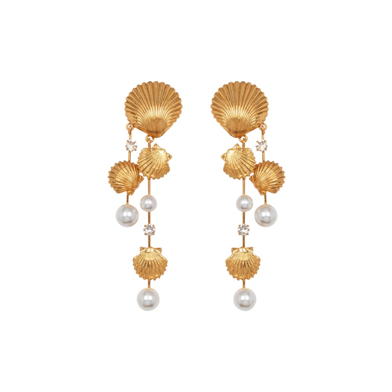 Mariel Earrings in Gold Pearl