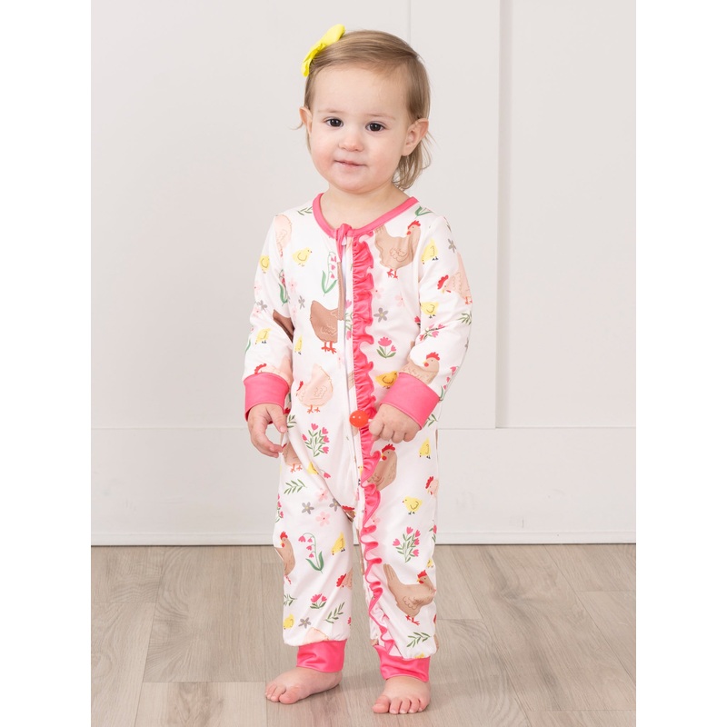 Pink Chickadee Ruffle Sleeper Pajamas