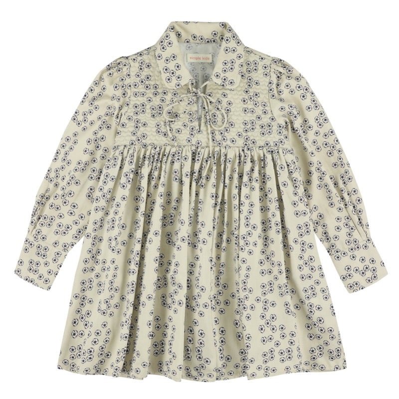 simple kids paris flower dress cream