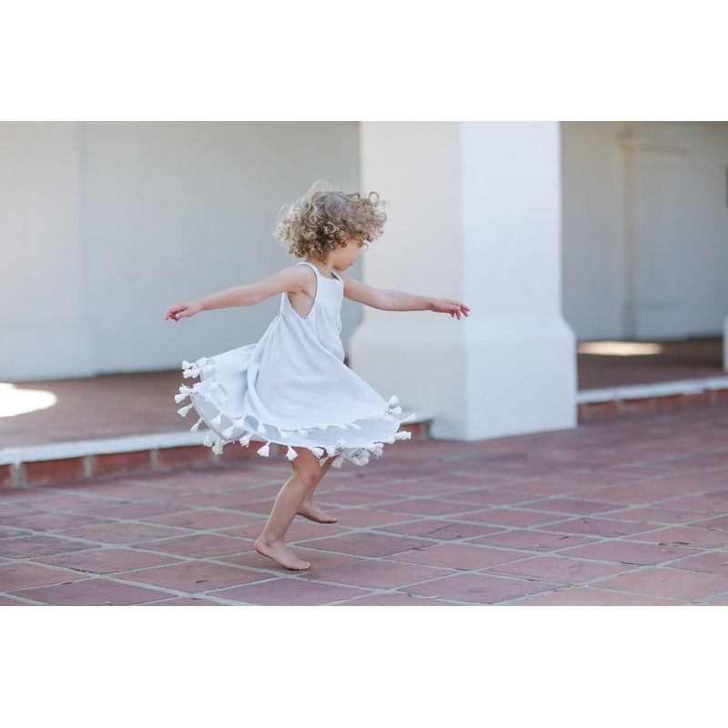 Stripped Blue Tassel Dress