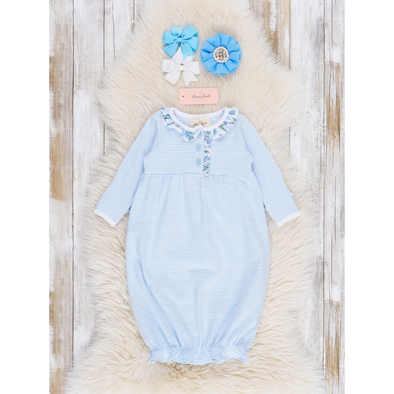 Cornflower Cottage Striped Ruffle Gown