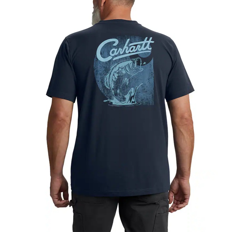 Men's Relaxed Fit Short-Sleeve Pocket Fish Graphic T-Shirt 106893