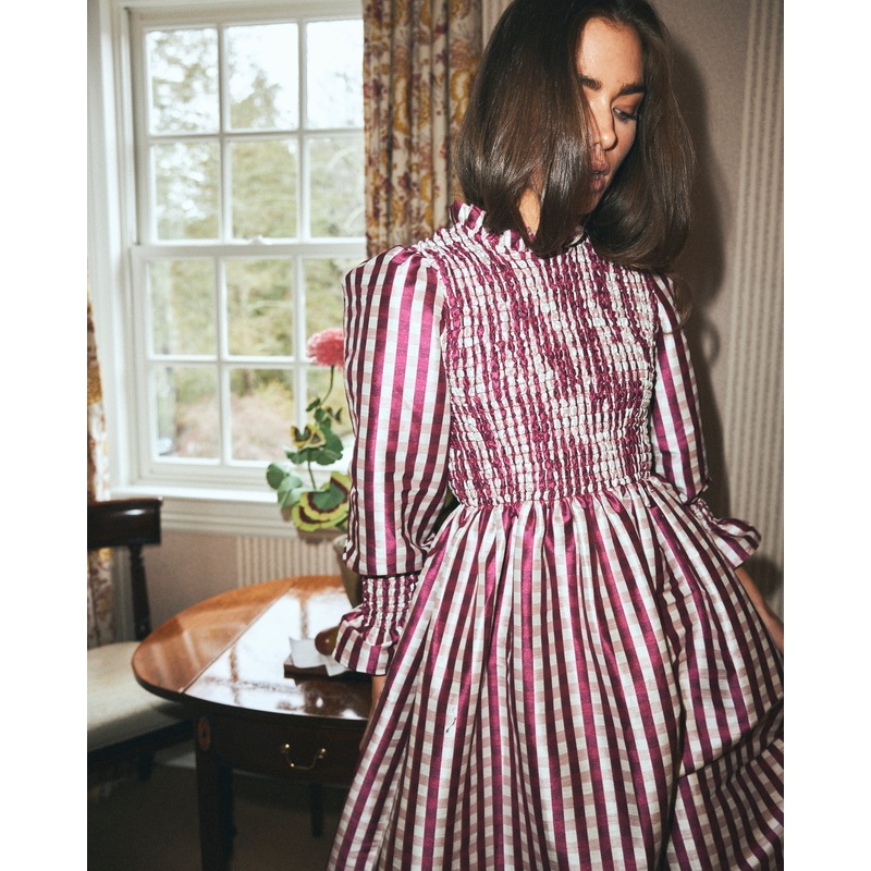 Molly Dress in Wine Gingham