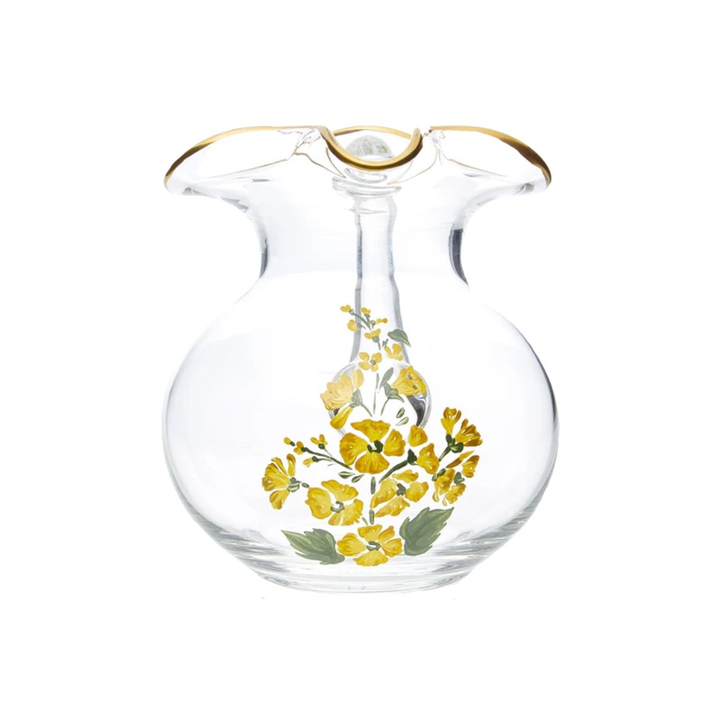 Murano Hand-Painted Jug in Yellow Floral