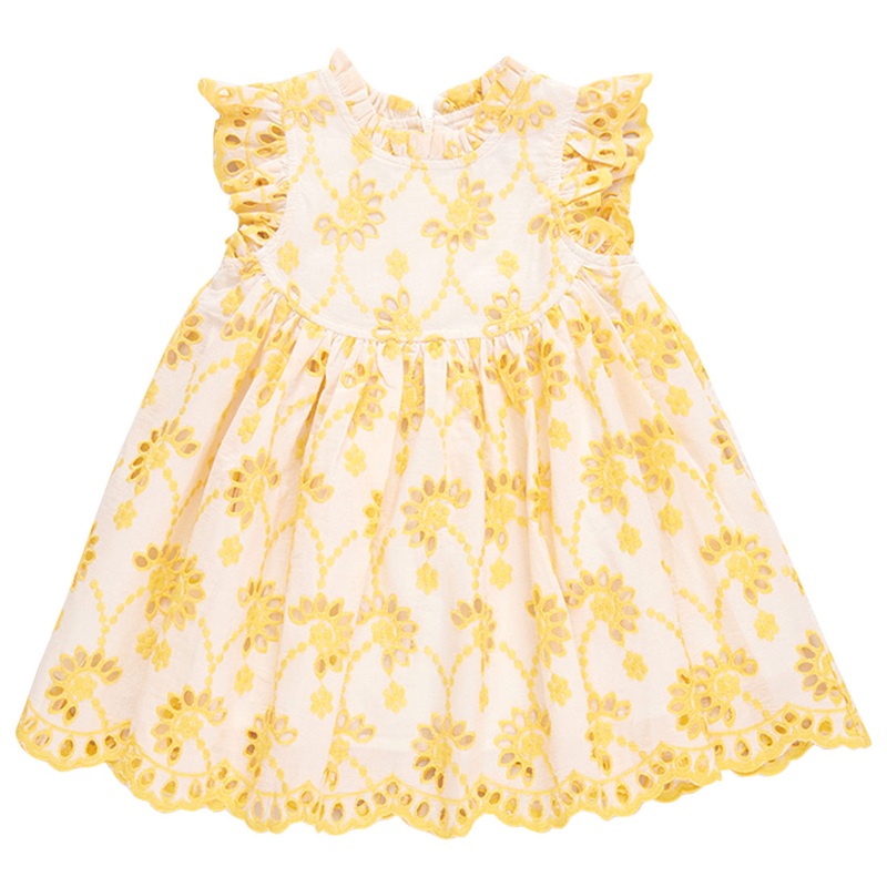 Pink Chicken Girls Cynthia Dress - Bright Yellow Eyelet