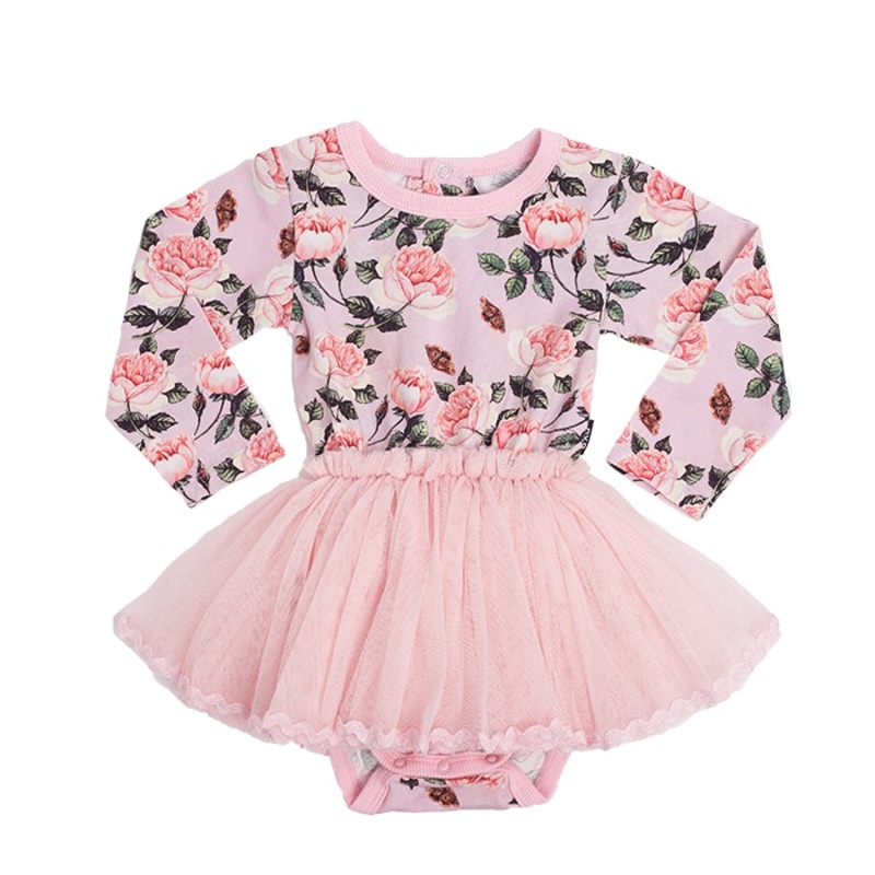 Rock your baby Shabby Chic  LS  Baby Circus Dress in multi colour print