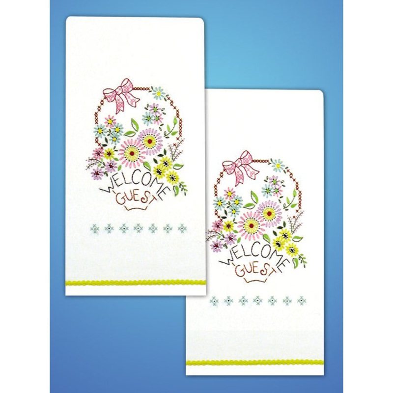 Welcome Guest Stamped Kitchen Towels T264104 2-pack