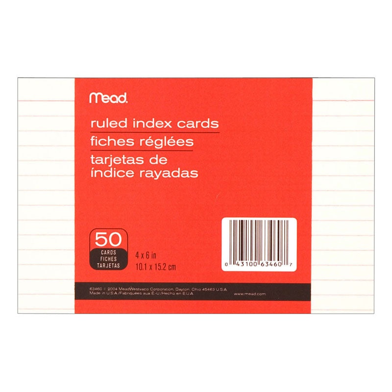 50-Count 4x6 Ruled Index Cards 63460