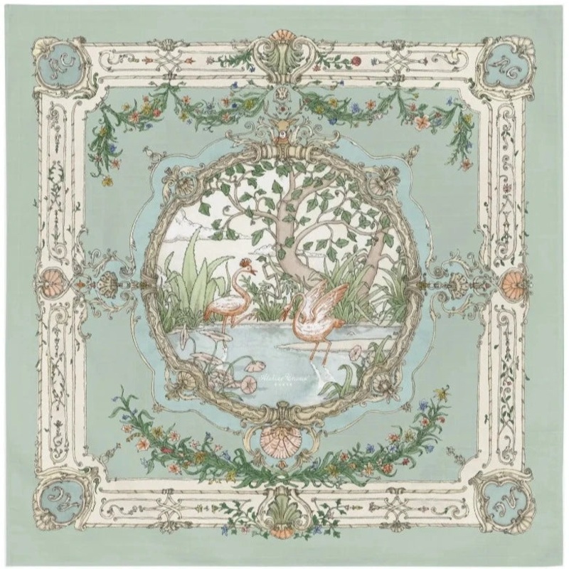 atelier choux carr tapestry olive green