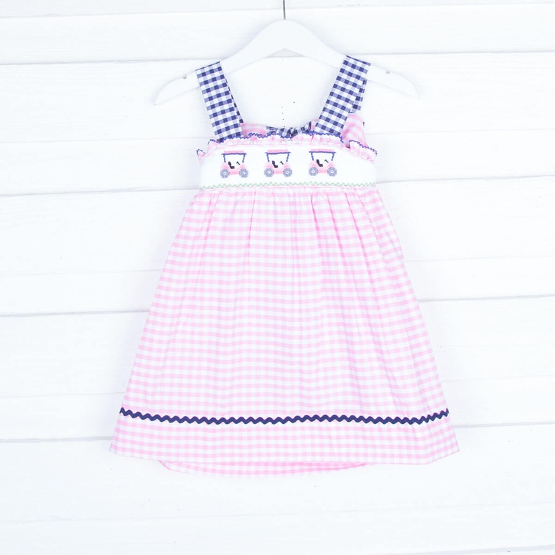 Pink Golf Smocked Tie Back Dress