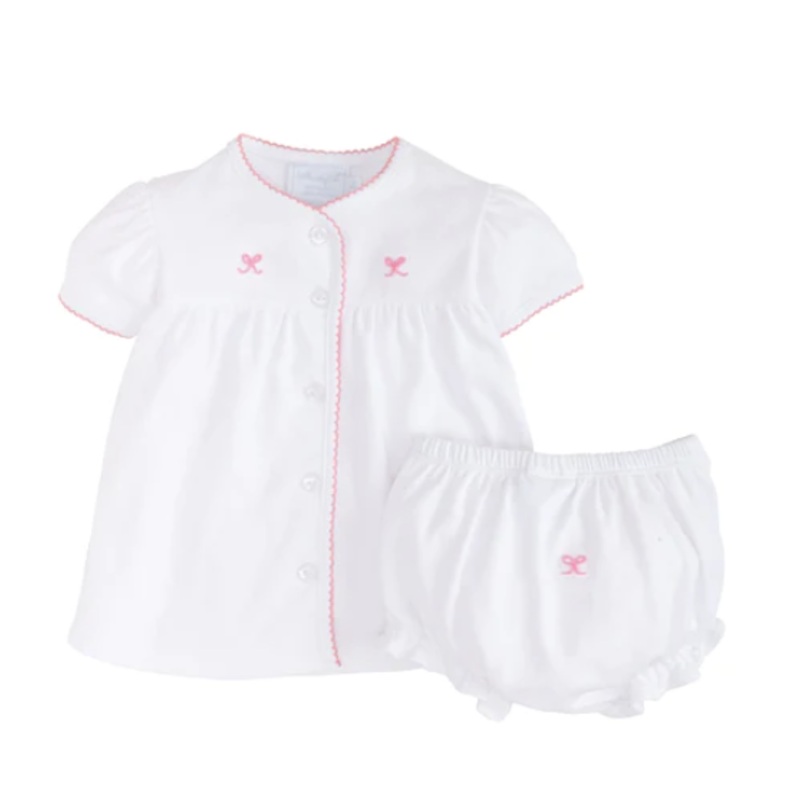 Pinpoint Layette Knit Set - Bow