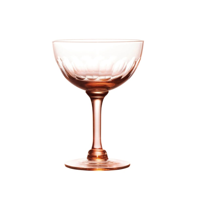 Rose Champagne Saucers With Lens Design, Set of 4