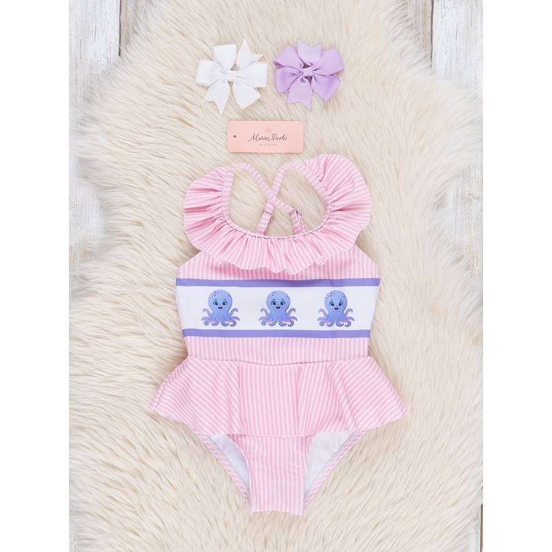 Pink Striped Octopus Swimsuit