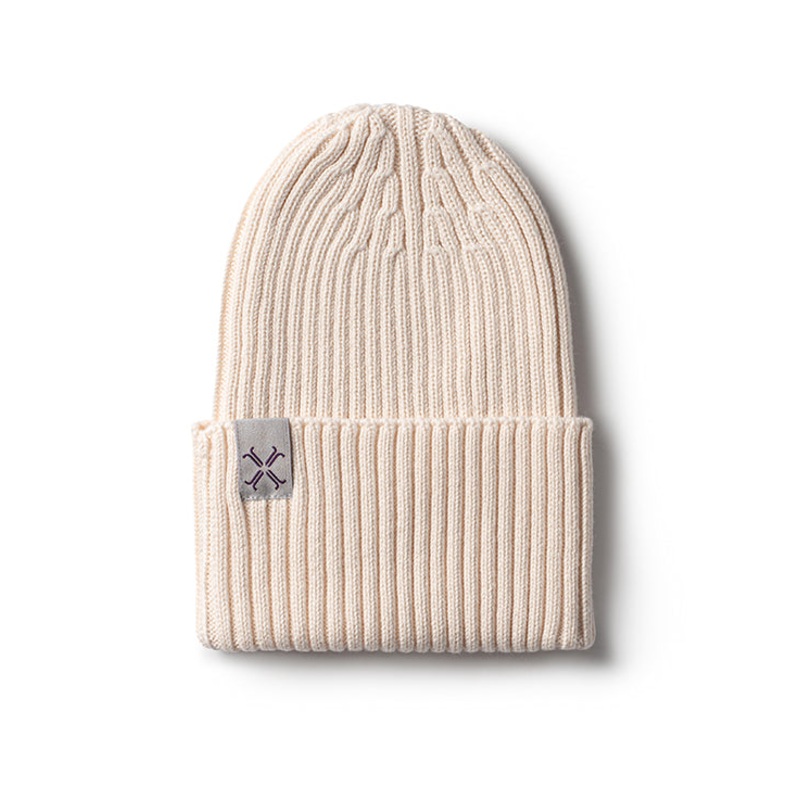 Baby Neutral Beanie | Jacqueline & Jac | Ribbed Cuffed | Natural White