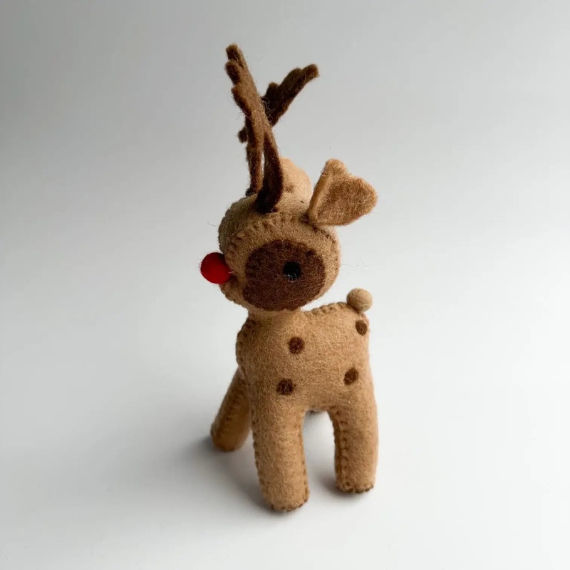 One Large Standing Felt Rudolph Reindeer With Red Nose