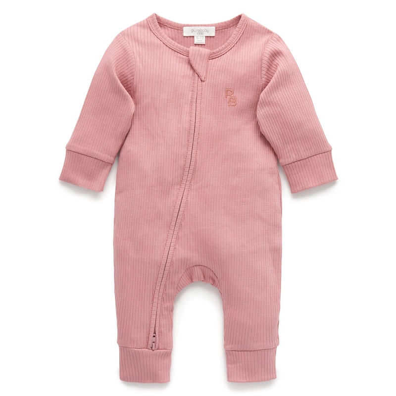 RIB ZIP GROWSUIT - CRAB APPLE