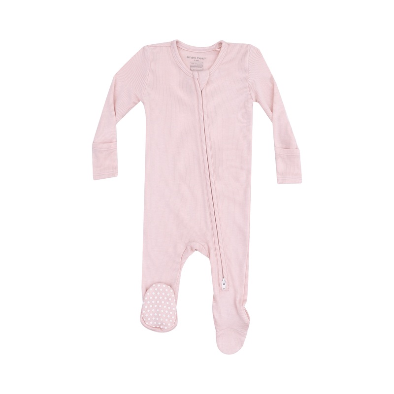 Solid Rose Smoke Rib 2 Way Zipper Footie