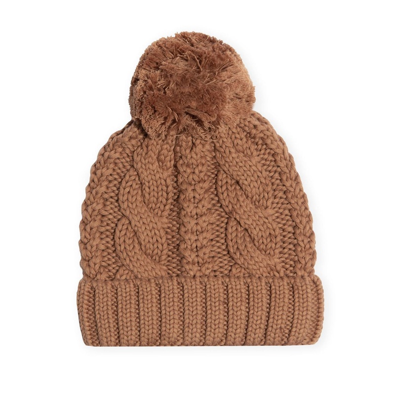 Kapowkids | Cable Knit Pom Pom Beanie - Terracotta
