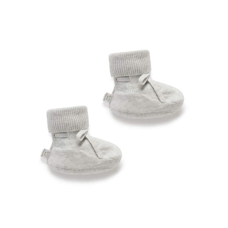 KNITTED BOOTIE PALE GREY MELANGE
