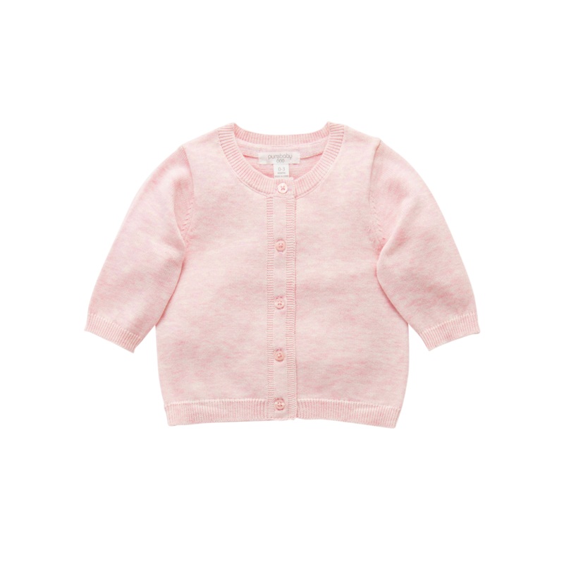 Basic Cardi 100% Org Cotton - Pale Pink