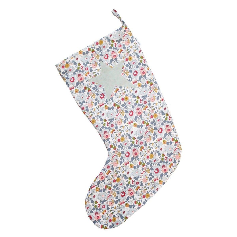 Christmas Stocking Made With Liberty Fabric in Betsy Grey