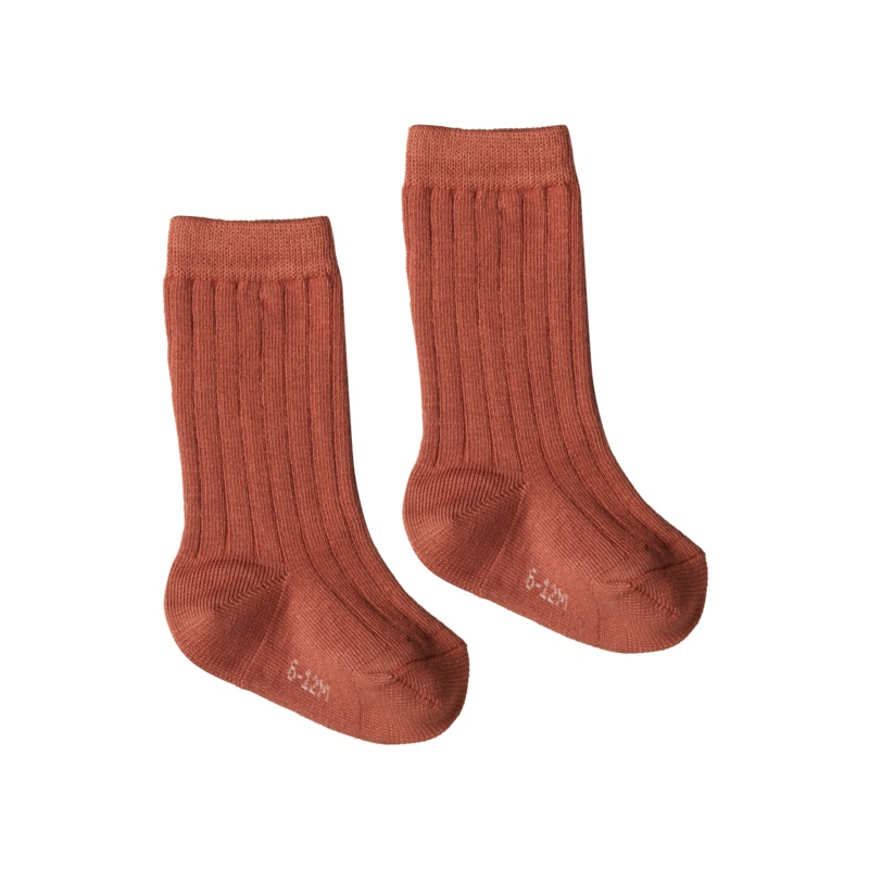 Nature Baby organic cotton rib socks clay in brown