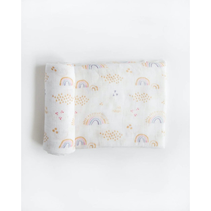 Rainbows and Raindrops Deluxe Muslin Swaddle Single