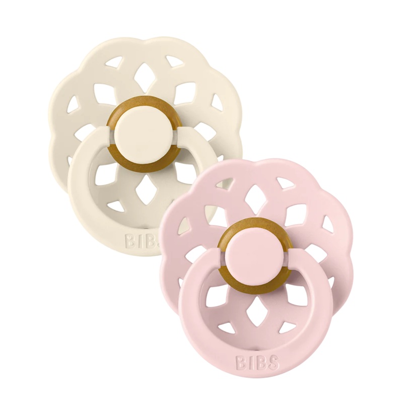 BIBS PACIFIER 2 Pack - Boheme - Ivory/Blossom - Round - Size 1