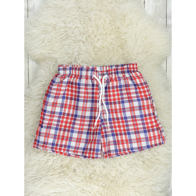 Patriotic Plaid Swim Trunks