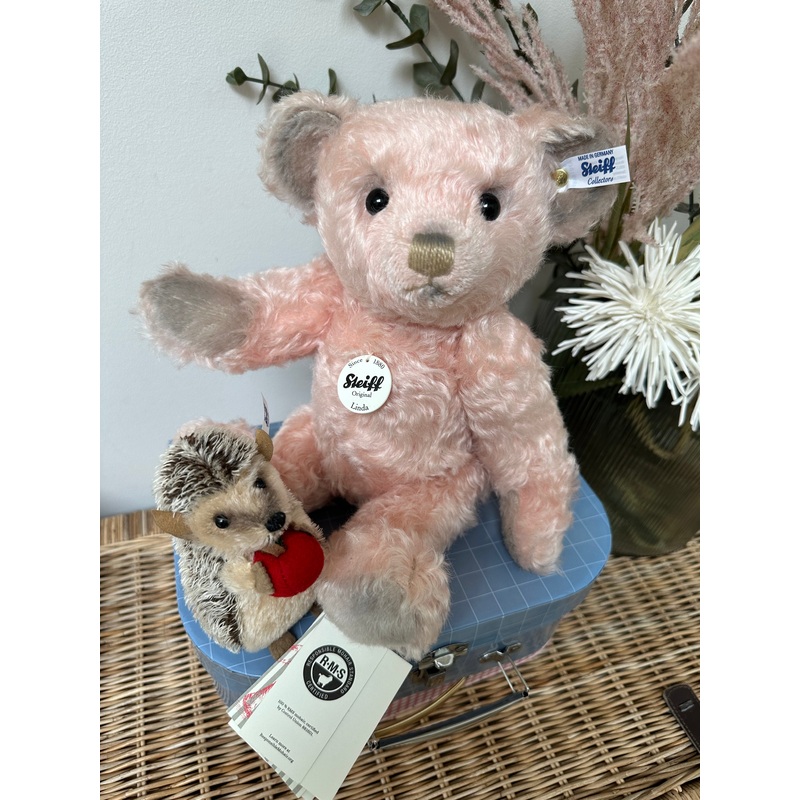 Linda Steiff 30cm Pink Mohair Classic Collectors Teddy Bear with Growler