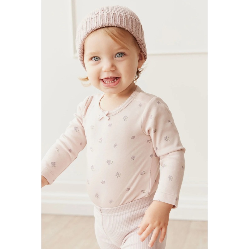 Organic Cotton Long Sleeve Bodysuit - Meredith Violet
