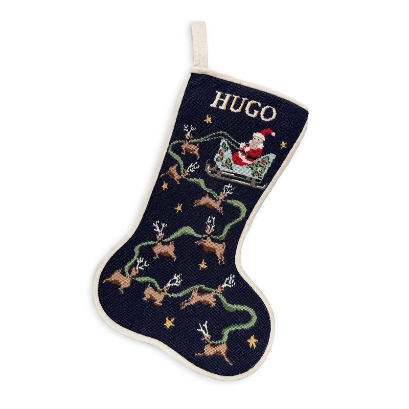 Santa's Flight Stitched Stocking