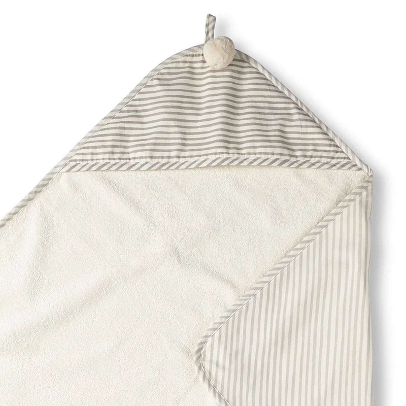 Hooded Towel - Stripes Away Pebble