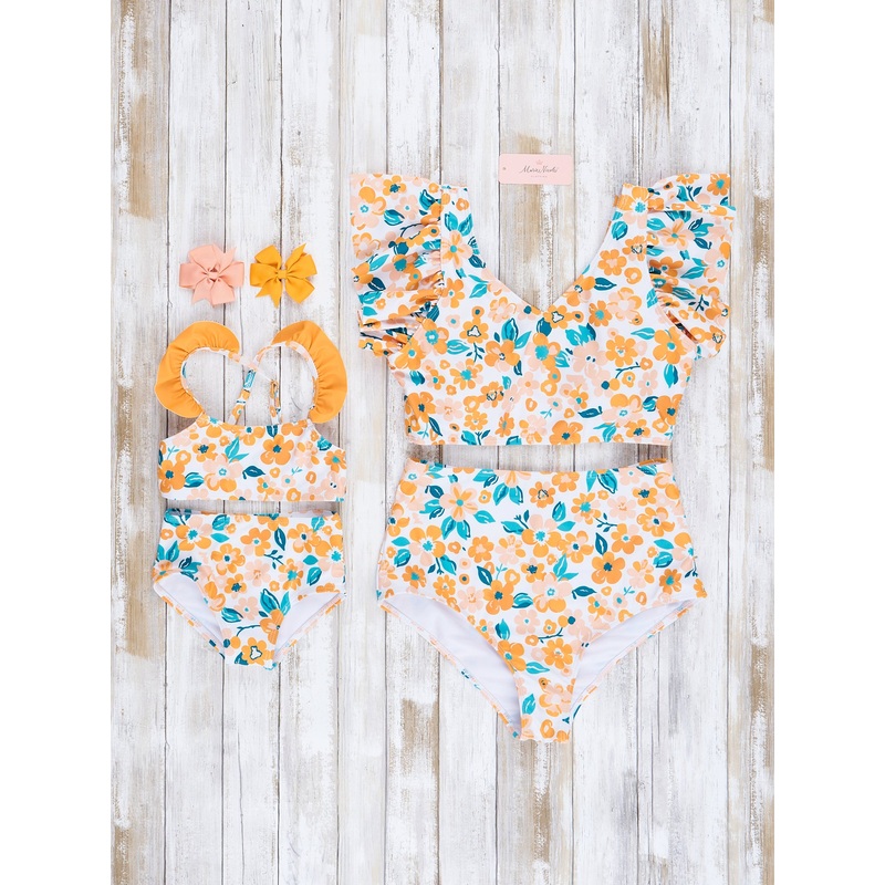 Mom & Me Golden Garden Ruffle Swimsuit