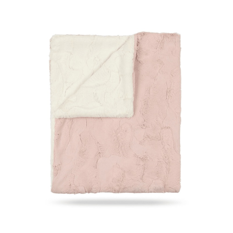 Peluche Lux Fur Blanket Icy Rose and Natural