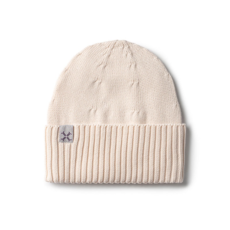 Baby Neutral Beanie | Jacqueline & Jac | Flat Cuffed | Natural White
