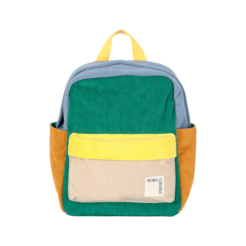 Colorblock Padded Corduroy Backpack