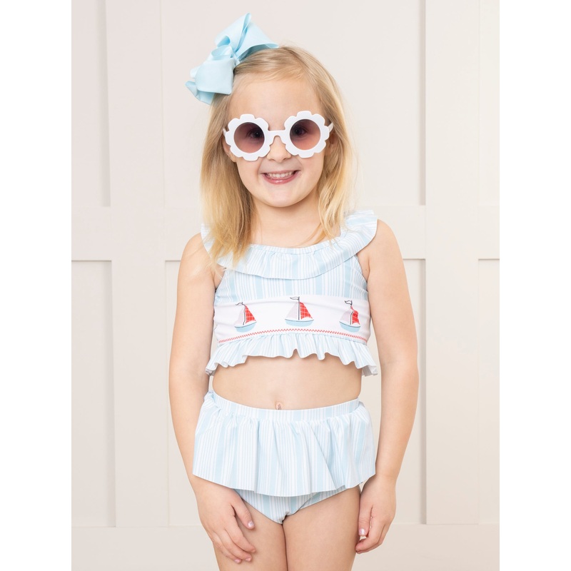 Light Blue Sail Away Striped Swimsuit