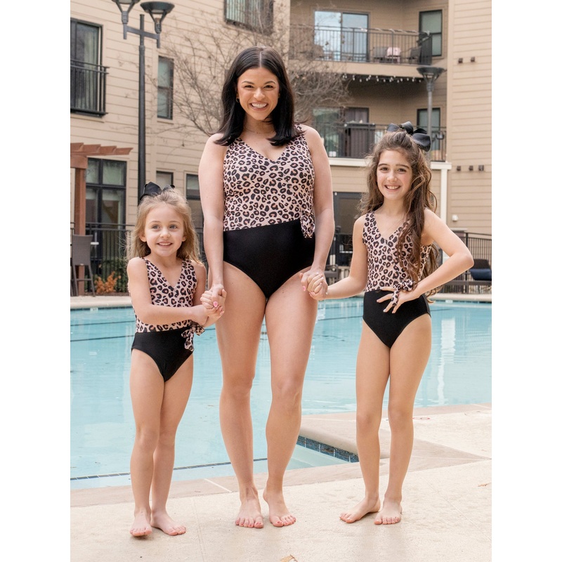 Mom & Me Asymmetrical Leopard Swimsuit