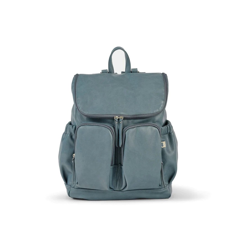 OiOi Signature Nappy Backpack - Stone Blue Vegan Leather