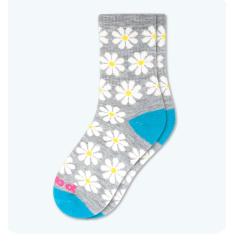 Pacas Kids' Crew Socks - Gray Daisy