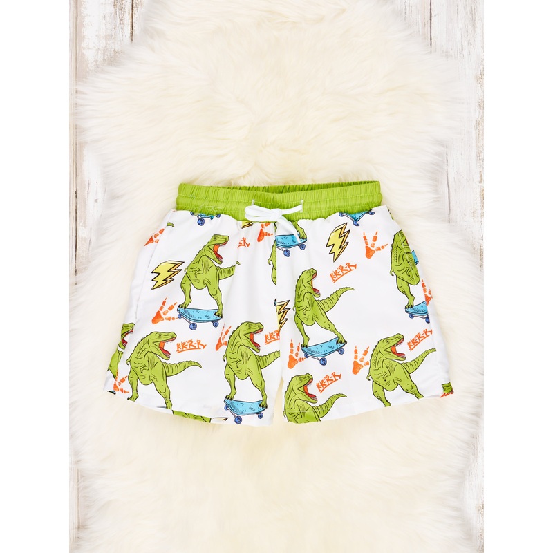 Skateboarding T-Rex Swim Trunks