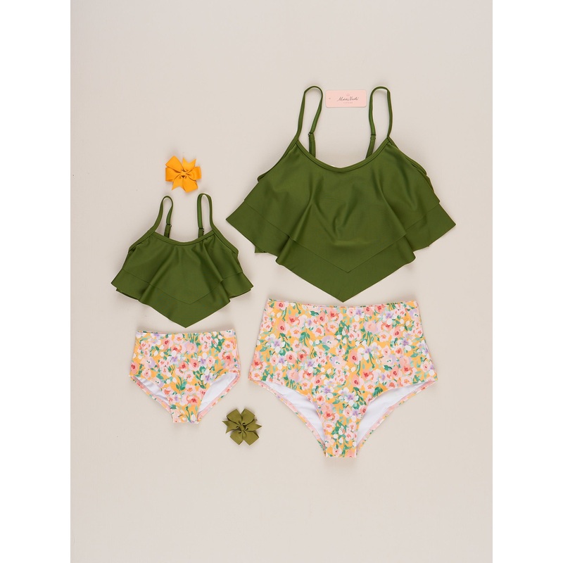 Mom & Me Watercolor Garden Ruffle Swimsuit