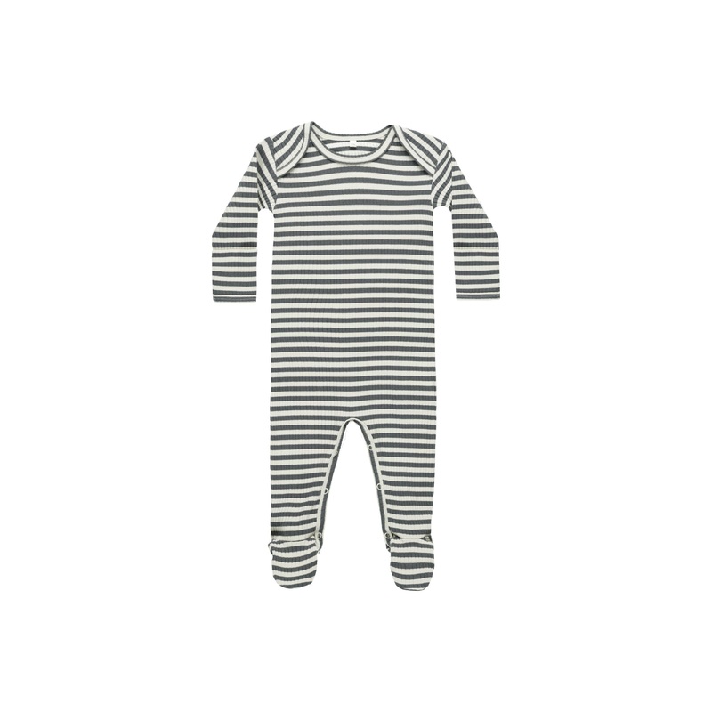 Ribbed Footie | Indigo Stripe
